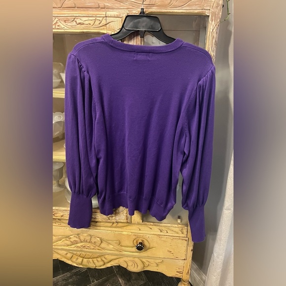 The Drop Vivienne Purple Balloon Sleeve Crew neck Sweater XXL - Picture 3 of 4